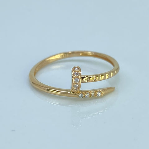 Anillo Clavo CT Circones Blancos Oro amarillo 18k / Talla 7 / 1,18 Gr