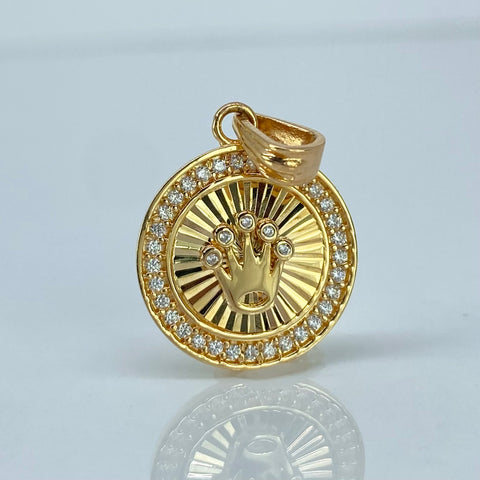 Dije Corona RX Circones Blancos Oro amarillo 2,33 Gr / 2,3 Cm