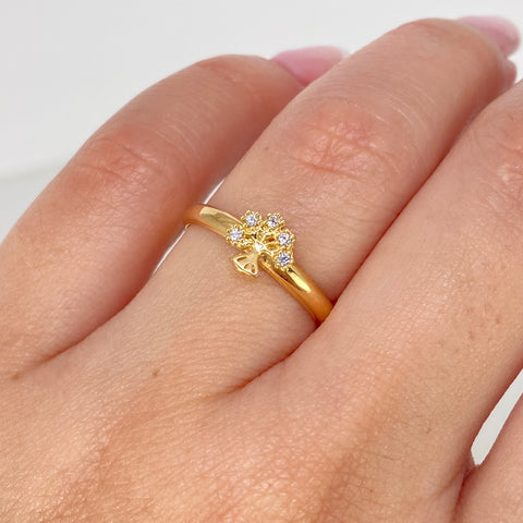 Anillo Arbol Circones Blancos  Oro amarillo / Talla 6 3/4 / 0,91 Gr *