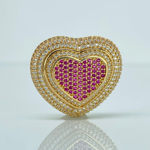 Herraje Corazon Circones Blancos Fucsias Oro amarillo 7,95 Gr / 2,8 Cm *
