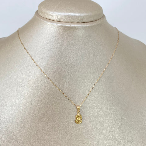 Set Cadena ● Crispeta + Dije Rostro Jesus Oro amarillo 18k 0,65 Gr / 1 mm / 45 Cm †