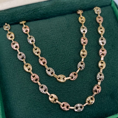 Cadena GC Diamantada Tres oros 18k 11,25 Gr / 3,8 mm / 60 Cm *