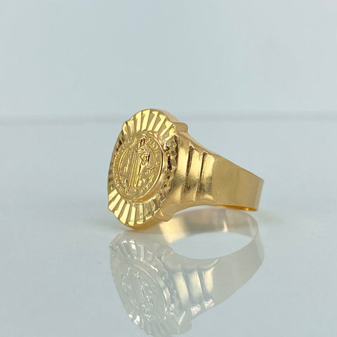 Anillo Sello San Benito Oro amarillo 18k / Talla 10 3/4 / 3,42 Gr *