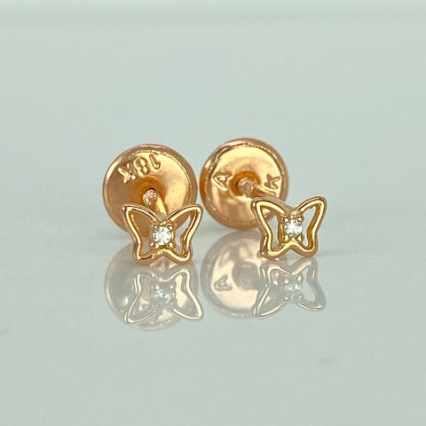 Topos Mariposa Circon Blanco Oro rosa 18k 0,5 Gr / 4,5 mm  *
