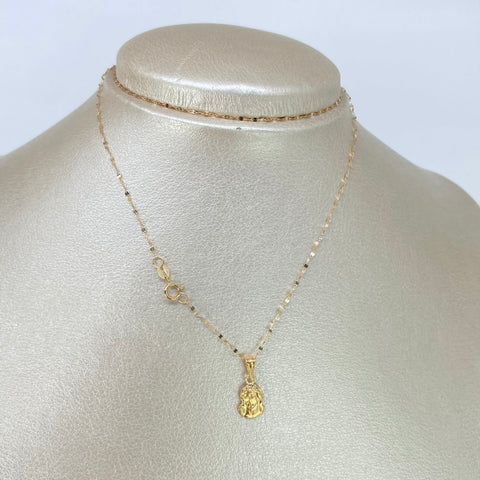 Set Cadena  Crispeta + Dije Rostro Jesus Oro amarillo 18k 0,7 Gr / 1 mm / 50 Cm *