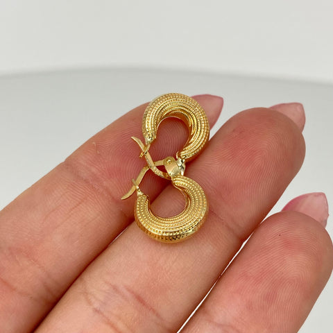 Candongas Tezturizadas Puntos Oro amarillo 18k 1,15 Gr / 1,5 Cm