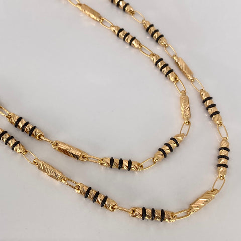 Cadena Rustica Diamantada Cauchos Negros Oro amarillo 18k 13,15 Gr / 3,8 mm / 60 Cm *