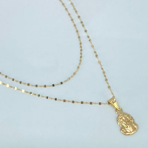 Set Cadena  Crispeta + Dije Rostro Jesus Oro amarillo 18k 0,7 Gr / 1 mm / 50 Cm *