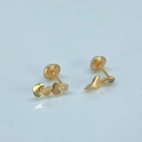 Topos Corazones Circon Blanco Oro amarillo 18k 0,67 Gr / 4,4 mm  *