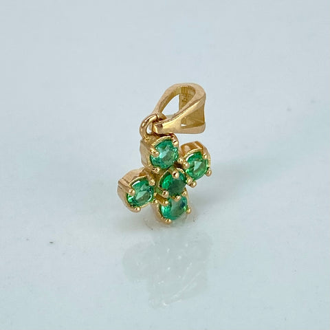 Dije Cruz Esmeraldas 30PTS Oro amarillo 1 Gr / 1,5 Cm †