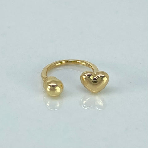 Piercing Aro Corazon Bola Lisa / Oro Amarillo 18k (Joya) / 4mm / 0,4gr / 1.1cm / (Labio) †