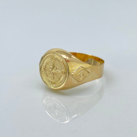 Anillo Brújula Oro amarillo 18k / Talla 9 / 2,58 Gr *