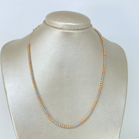 Cadena ● Bolas Lisas ESP Tres oros 18k +3 / 2,68 Gr / 3 mm / 45 Cm *