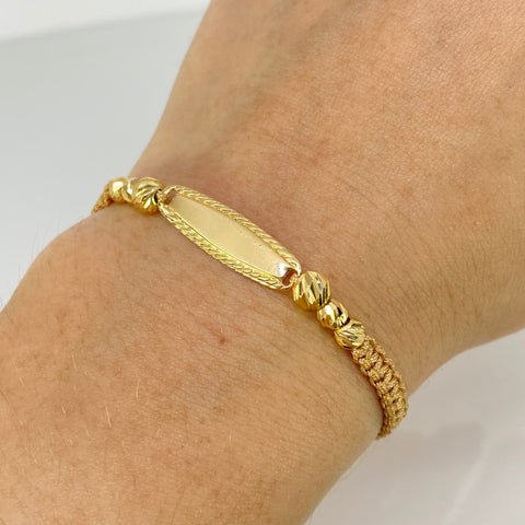 Pulsera tejida Placa Bebe / BD 6uni 5/4mm Hilo Beige Oro amarillo 1 Gr *