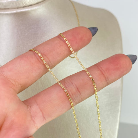 Cadena ● Escalera Plana Diamantada Tres oros 18k 2,38 Gr / 1,3 mm / 60 Cm *