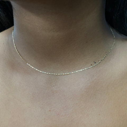 Cadena Italy Plana Diamantada  Tres oros 18k 1,52 Gr / 1,2 mm / 40 Cm