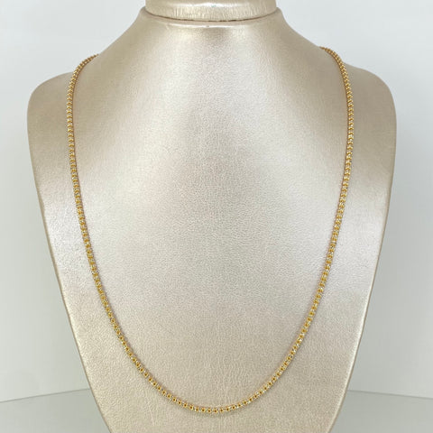 Cadena Punto Cuadrado Diamantado Oro amarillo y Oro blanco 18k +3 / 14,7 Gr / 2,8 mm / 60 Cm †