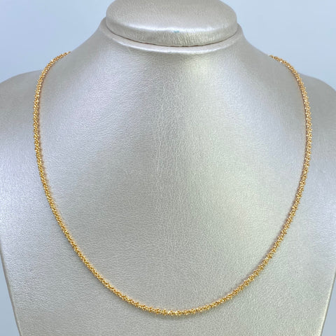 Cadena Cordón Mini Militar Diamantada Oro amarillo 18k +3 / 10 Gr / 2,5 mm / 50 Cm †