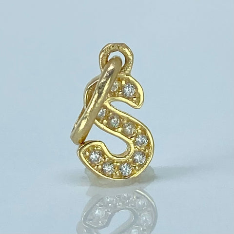 Dije Letra S Circones Blancos Oro amarillo 0,57 Gr / 1,6 Cm *