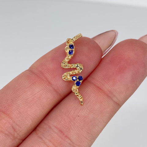 Dije Serpiente Circones Azules Oro amarillo 0,75 Gr / 2,6 Cm