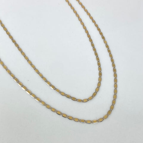 Cadena ● Plana Oro amarillo y Oro blanco 18k 1,65 Gr / 1,2 mm / 45 Cm *