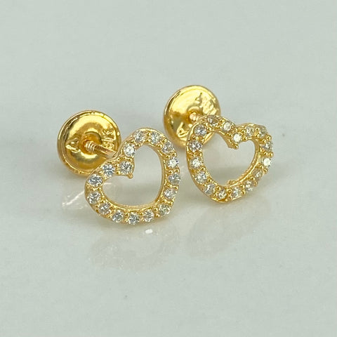 Topos Silueta Corazon Circones Blancos Oro amarillo 18k 0,9 Gr / 8 mm