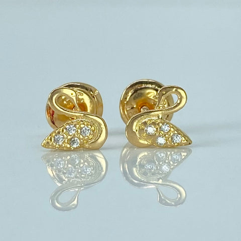 Topos Cisne Circones Blancos Oro amarillo 18k 0,78 Gr / 6 mm  *