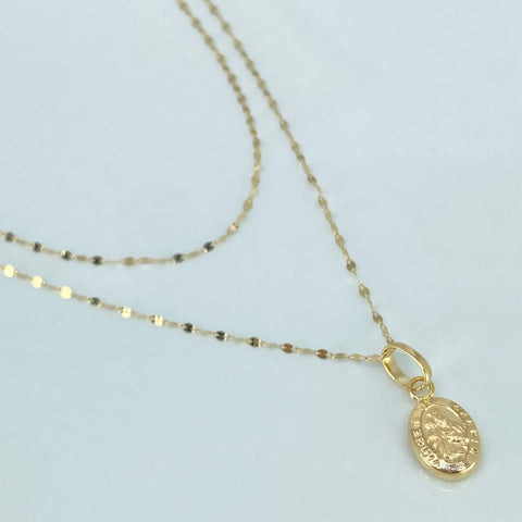 Set Cadena  Crispeta + Dije Virgen Del Carmen Oro amarillo 18k 0,7 Gr / 1 mm / 50 Cm *
