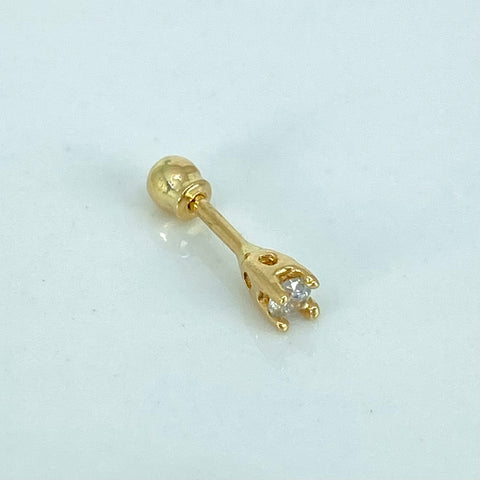 Piercing Circon Blanco / Oro Amarillo 18k (Joya) / 0,4gr / 3mm / (Oreja) *