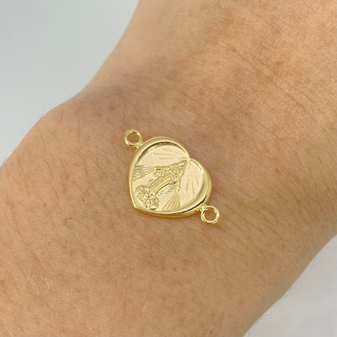 Herraje Corazon Virgen Milagrosa Oro amarillo 18k 0,85 Gr / 2 Cm *