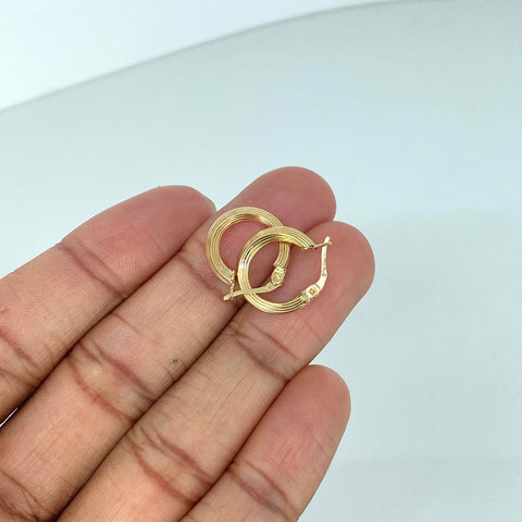 Candongas Entorchadas Rayadas Oro amarillo 1,3 Gr / 1,8 Cm †