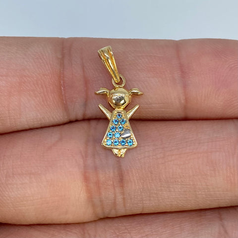 Dije Bilarin Circones Azules Oro amarillo 18k 1,08 Gr / 2,2 Cm  *