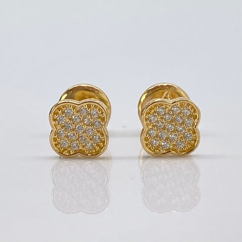 Topos Trebol Circones Blancos Oro amarillo 18k 0,82 Gr / 5,4 mm