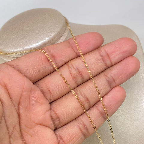 Set Cadena ● Rolon + Dije Corazon Circones Azules Oro amarillo 18k 1,58 Gr / 1,5 mm / 50 Cm *