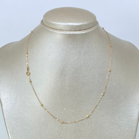 Cadena ● Aro Seguido Bolas Lisas 2mm Oro amarillo 18k +1 / 0,85 Gr / 40 Cm