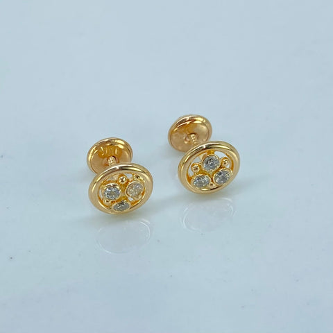 Topos Circulo Flor Circones Blancos Oro amarillo 18k 1 Gr / 7,5 mm †