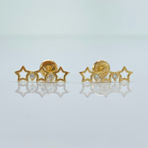 Topos Linea Silueta Estrella Circones Blancos Oro amarillo 18k 1,05 Gr / 15,1 mm