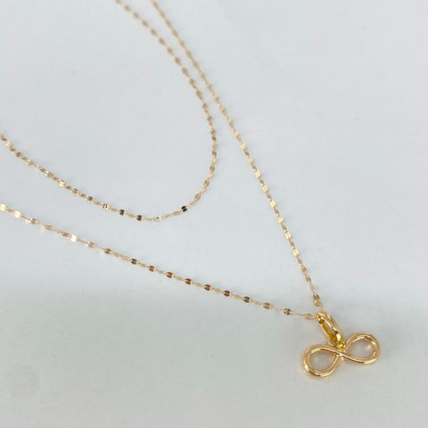 Set Cadena ● Crispeta + Dije Infinito Oro amarillo 18k 0,65 Gr / 1 mm / 50 Cm