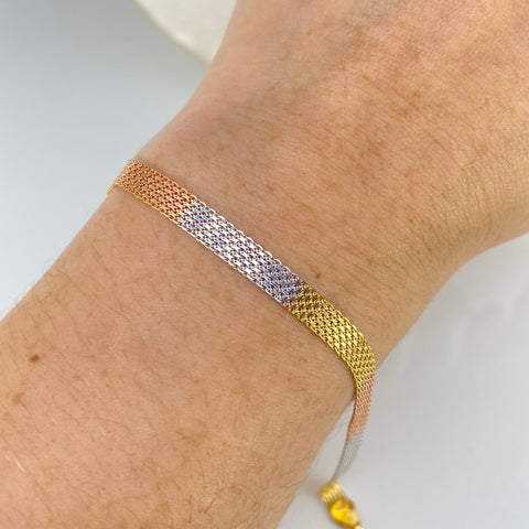 Pulso ● Chino Tres oros 18k +1 / 3,15 Gr / 4,6 mm / 19,5 Cm