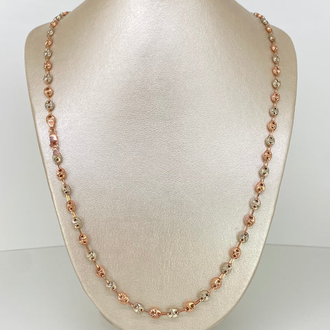 Cadena GC Diamantado Oro blanco y Oro rosa 17,56 Gr / 6 mm / 67 Cm *