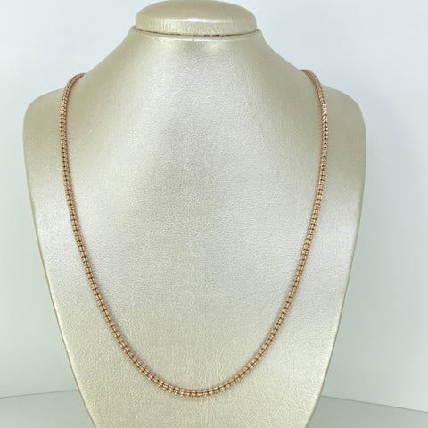 Cadena ● Punto Cuadrado Diamantado Oro blanco y Oro rosa 18k +3 / 18,9 Gr / 3,2 mm / 60 Cm *