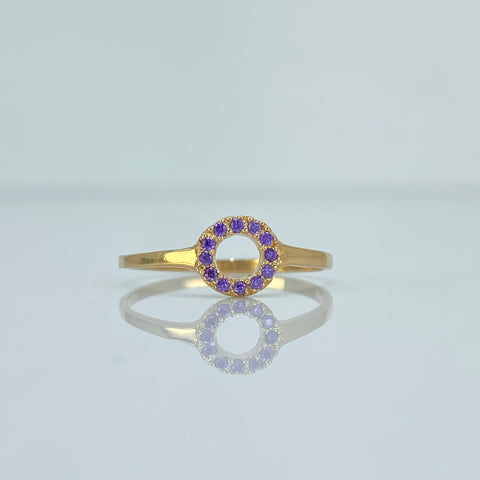 Anillo Circulo Circones Lilas Oro amarillo 18k / Talla 6 / 1,13 Gr *
