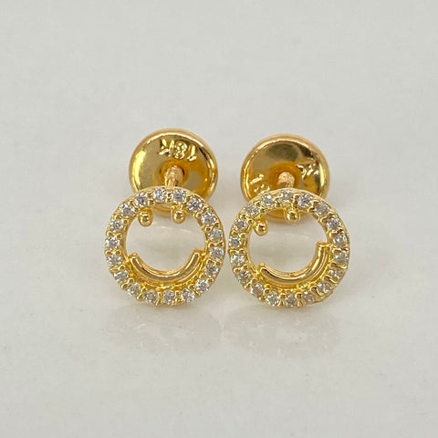 Topos Cara Feliz Circones Blancos Oro amarillo 18k 0,85 Gr / 7 mm