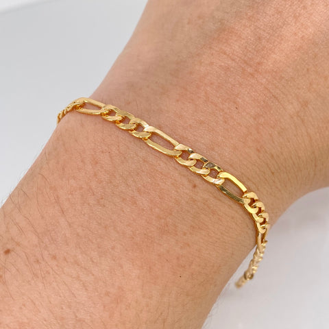 Pulso ● Tres Por Uno 3x1 Oro amarillo 18k +1 / 3,7 Gr / 4,1 mm / 19,5 Cm *