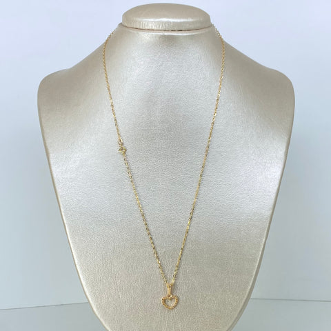 Set Cadena ● Rolon + Dije Corazon Circones Amarillos Oro amarillo 18k 1,58 Gr / 1,5 mm / 50 Cm *