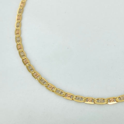 Pulso ● Escalera Plana Diamantado Tres oros 18k +1 / 2 Gr / 2,2 mm / 19 Cm *