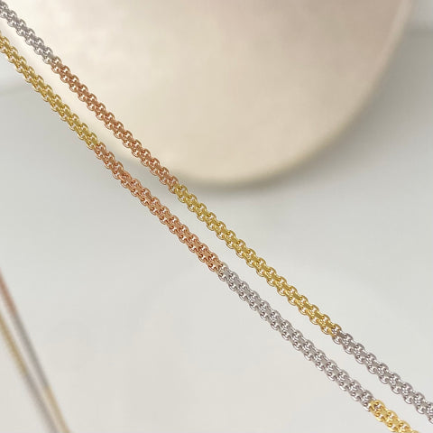Set Cadena ● China + Dije San Miguel Arcangel Tres oros 18k 4,15 Gr / 1,4 mm / 60 Cm *