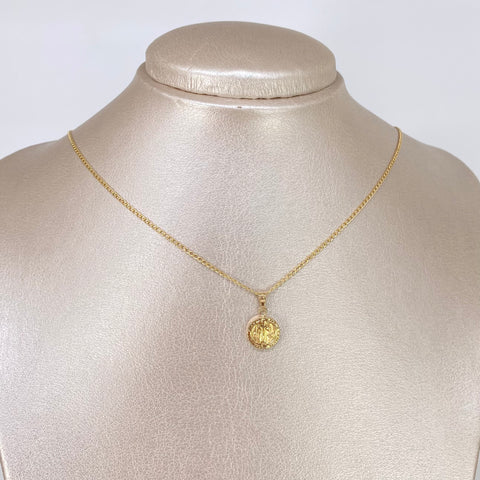 Set Cadena ● Cubana + Dije San Benito Oro amarillo 18k 2,3 Gr / 1,4 mm / 60 Cm