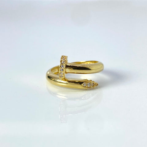Anillo Clavo Circones Blancos Oro amarillo 18k / Talla 7 / 4,0 Gr *