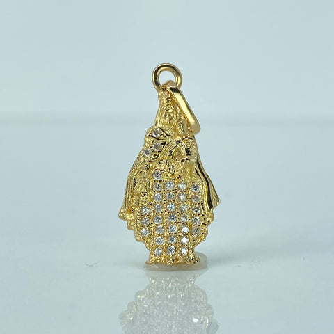 Dije Virgen Del Carmen Circones Blancos Oro amarillo 18k 2,05 Gr / 2,8 Cm *